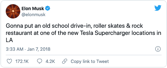 Screenshot von Tweet von Elon Musk