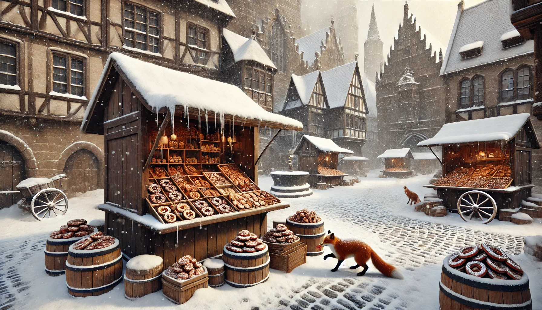 DALL·E-2024-12-16-10.49.56-A-photorealistic-landscape-image-of-a-snowy-medieval-marketplace-in-Nuremberg-around-the-year-1300.-The-scene-features-wooden-market-stalls-covered-in