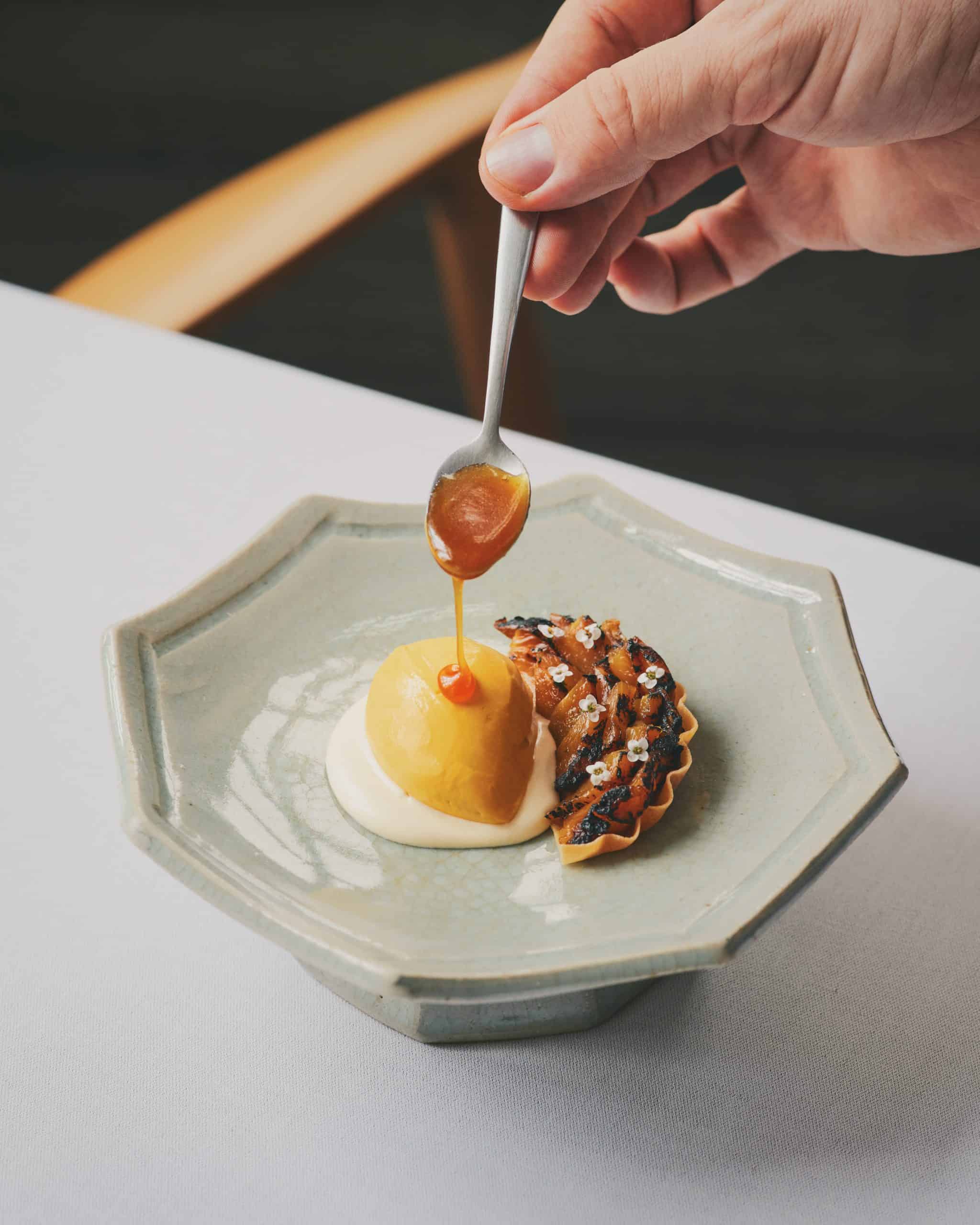 Sweet-potato-ice-cream-grilled-pineapple-mezcal-scaled